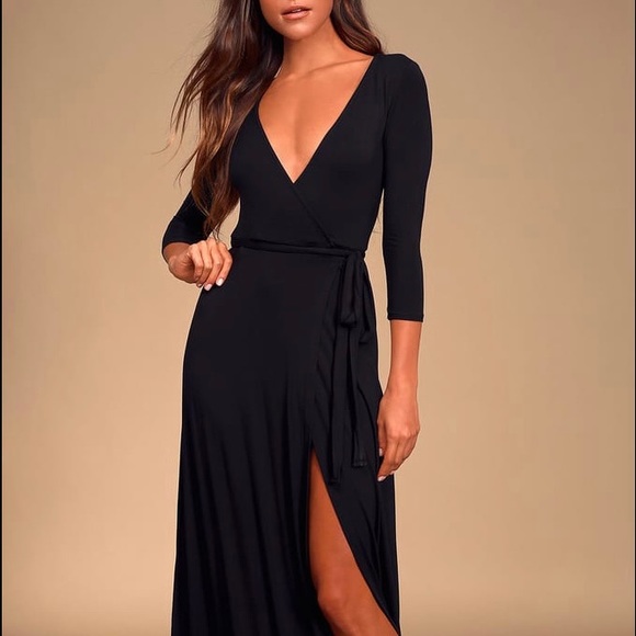 Lulus Dresses & Skirts - Lulu’s wrap around maxi black dress. Beautiful rich black color